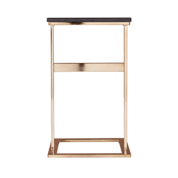 HomeRoots 24" Gold and Black Modern C-Shape End Table - Versatile Snack, Nightstand, or Side Table for Small Spaces 402274