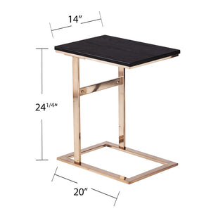 HomeRoots 24" Gold and Black Modern C-Shape End Table - Versatile Snack, Nightstand, or Side Table for Small Spaces 402274