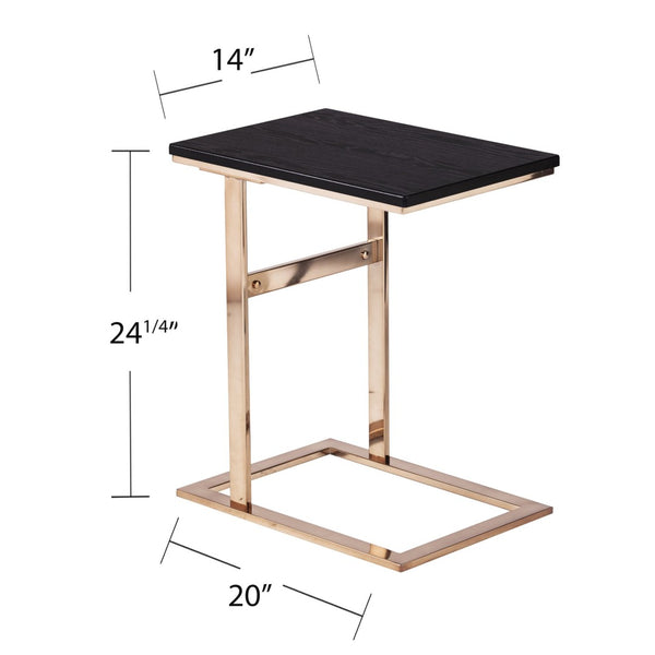 HomeRoots 24" Gold and Black Modern C-Shape End Table - Versatile Snack, Nightstand, or Side Table for Small Spaces 402274