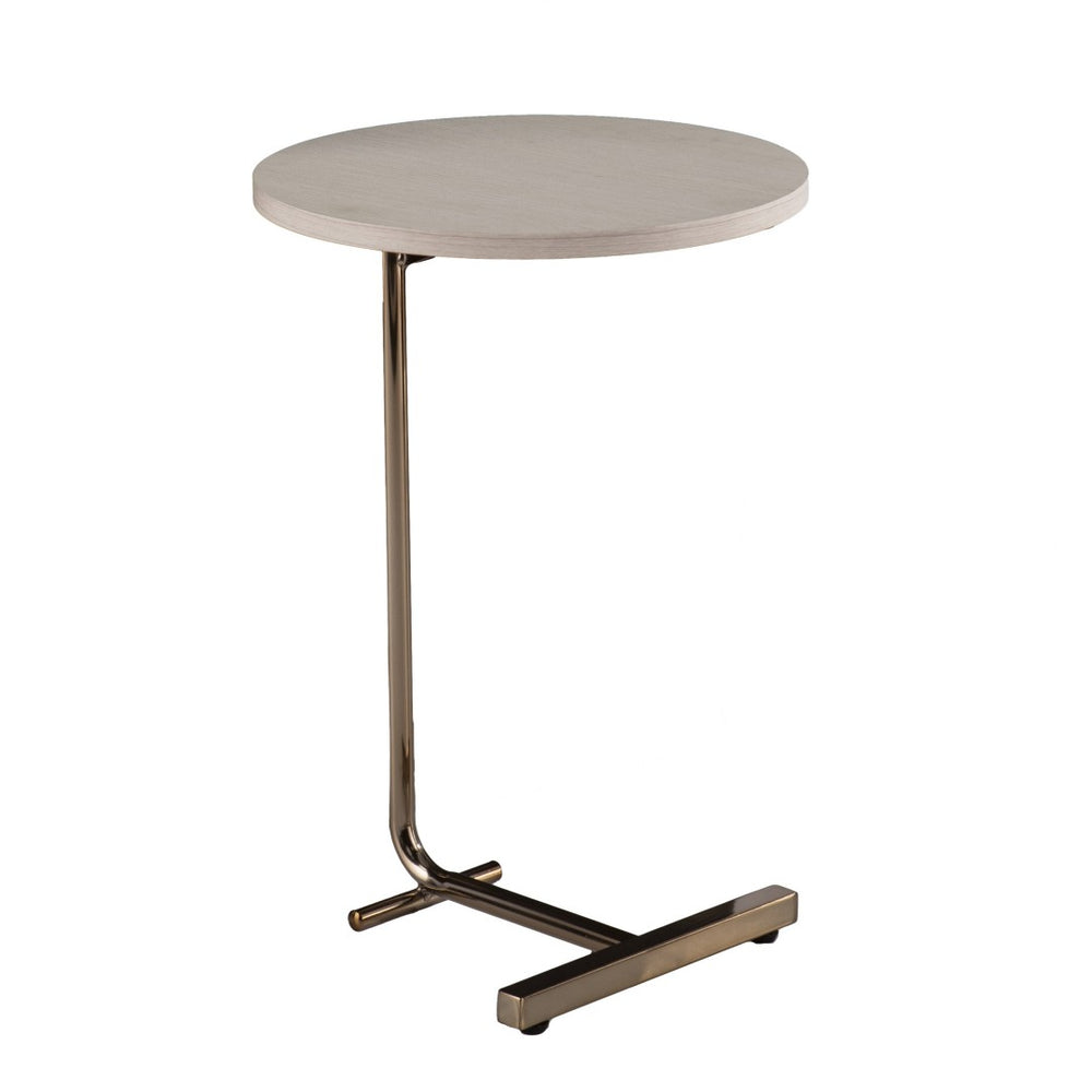 HomeRoots 23" Gold and White Round End Table - Modern Accent Table for Small Spaces, Chic Design and Versatile Use 402278