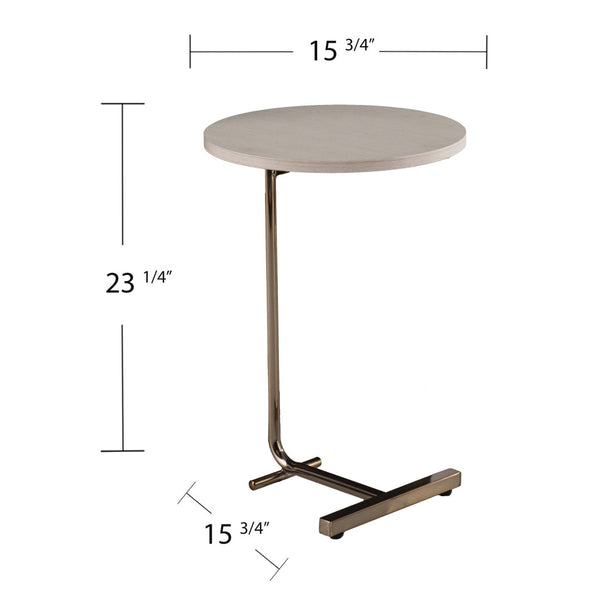 HomeRoots 23" Gold and White Round End Table - Modern Accent Table for Small Spaces, Chic Design and Versatile Use 402278