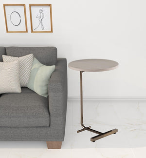 HomeRoots 23" Gold and White Round End Table - Modern Accent Table for Small Spaces, Chic Design and Versatile Use 402278