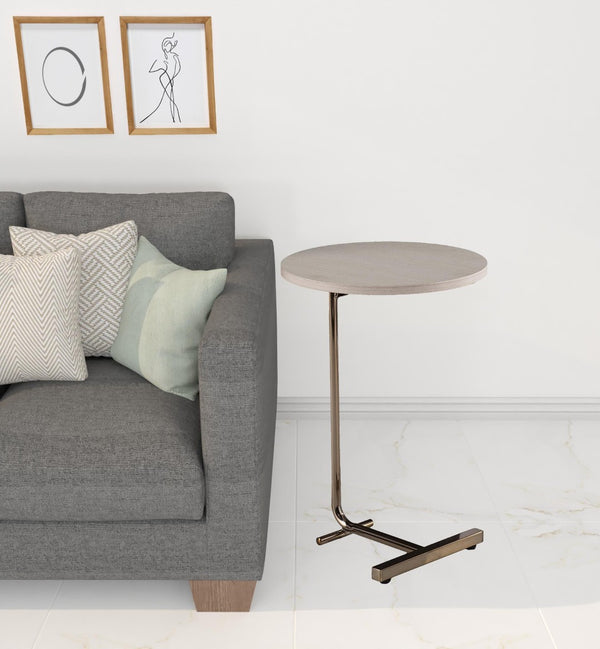 HomeRoots 23" Gold and White Round End Table - Modern Accent Table for Small Spaces, Chic Design and Versatile Use 402278