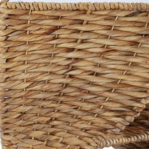 HomeRoots 23" Coastal Bohemian Rattan Swirl Glass Top End Table with Storage Shelves for Small Spaces 402283