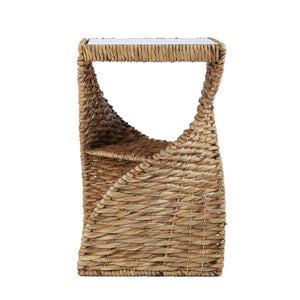 Homeroots 23" Brown And Natural Rattan Swirl Glass Top Square End Table   402283