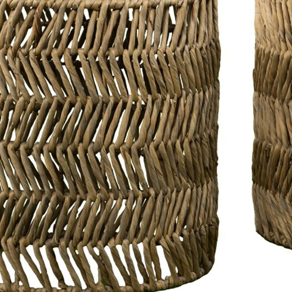 Homeroots Set Of Two 18" Natural Woven Rattan End Tables   402285