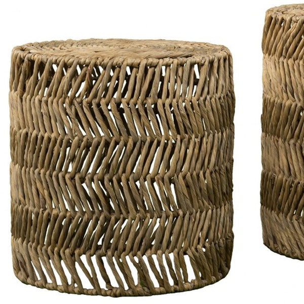 Homeroots Set Of Two 18" Natural Woven Rattan End Tables   402285