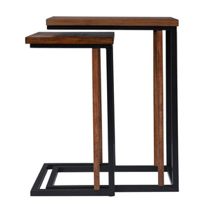 Homeroots Set Of Two 25" Brown Solid Wood Rectangular Nested End Tables   402287