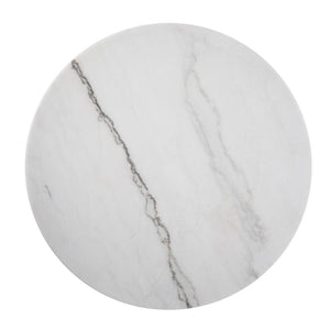 Homeroots 18" Gold And White Marble Round End Table   402296