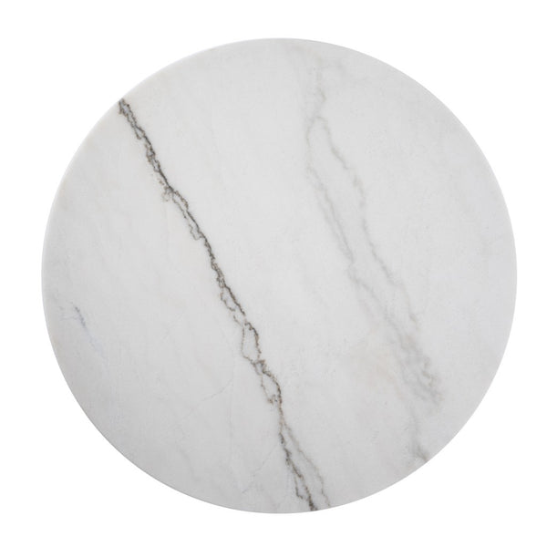 Homeroots 18" Gold And White Marble Round End Table   402296