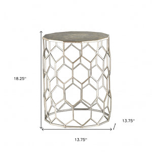 Homeroots 18" Antiqued Gold Honeycomb Hexagonal End Table   402297