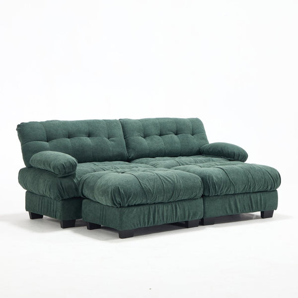 English Elm U Shaped Modular Sectional Sofa Flannelette Cloud Couch Deep Seat Plush Living Room Green W2120S00027
