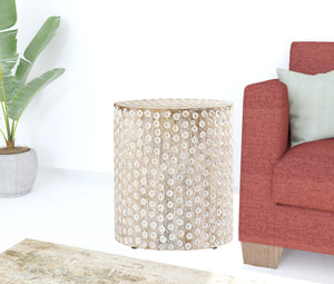 Homeroots 18" Washed White Solid Wood Round End Table   402301