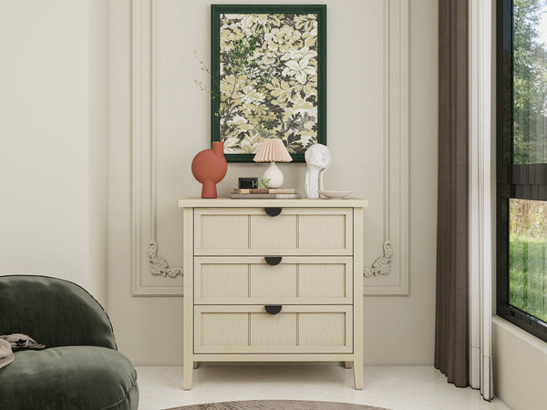 English Elm 3 Drawer Cabinet - Elegant Farmhouse Storage Solution For Bedroom, Living Room, Or Study Decor W688P225267