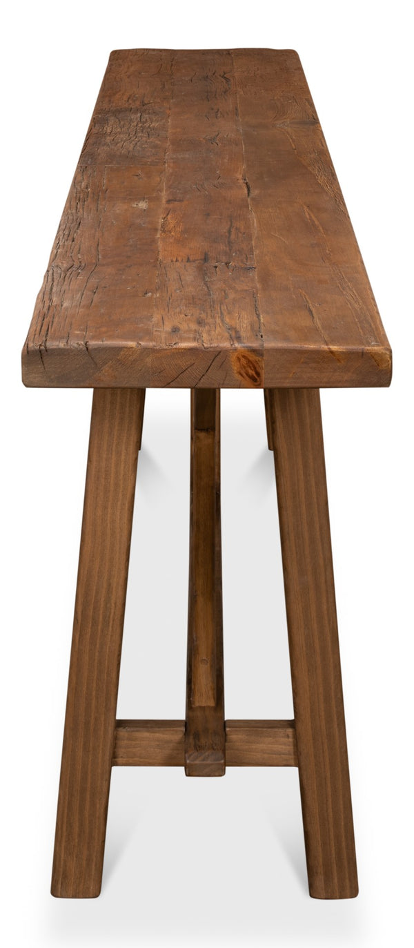 Sarreid Double X Base Sofa Table - Rustic Charm With Reclaimed Pine Top & Timeless Design For Any Space Tan  40232