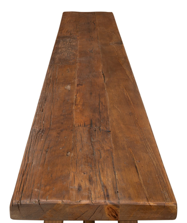 Sarreid Double X Base Sofa Table - Rustic Charm With Reclaimed Pine Top & Timeless Design For Any Space Tan  40232