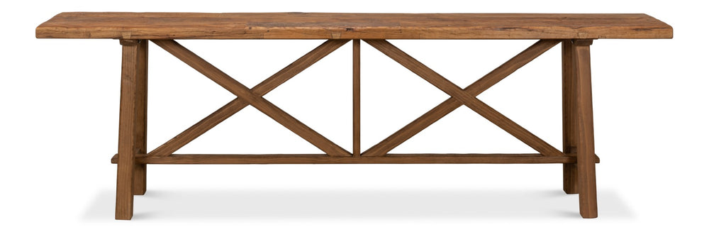 Sarreid Double X Base Sofa Table - Rustic Charm With Reclaimed Pine Top & Timeless Design For Any Space Tan  40232