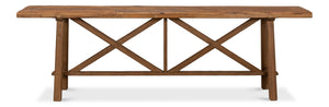 Sarreid Double X Base Sofa Table - Rustic Charm With Reclaimed Pine Top & Timeless Design For Any Space Tan  40232