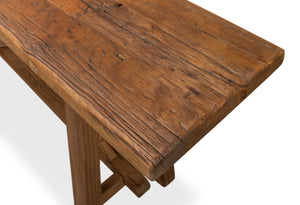 Sarreid Double X Base Sofa Table - Rustic Charm With Reclaimed Pine Top & Timeless Design For Any Space Tan  40232