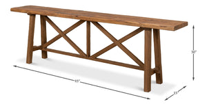 Sarreid Double X Base Sofa Table - Rustic Charm With Reclaimed Pine Top & Timeless Design For Any Space Tan  40232