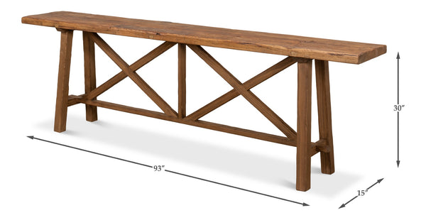 Sarreid Double X Base Sofa Table - Rustic Charm With Reclaimed Pine Top & Timeless Design For Any Space Tan  40232