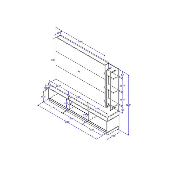 Pomander 85.27 Free Standing Entertainment Center in Grey Gloss 402351 Manhattan Comfort