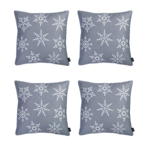 Homeroots Set Of 4 Gray And White Snowflakes Throw Pillows   402355