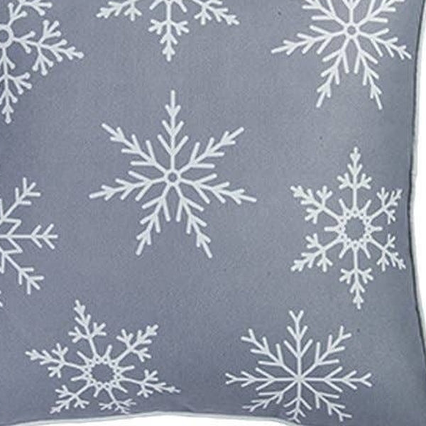 Homeroots Set Of 4 Gray And White Snowflakes Throw Pillows   402355