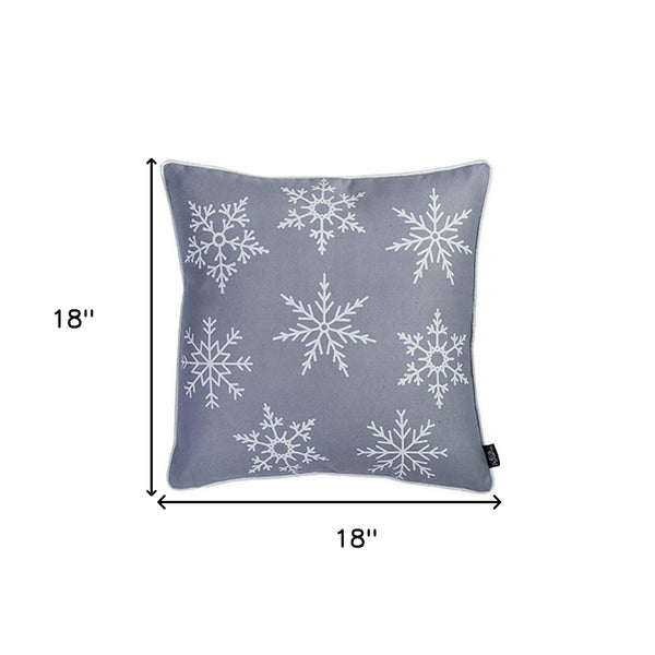 Homeroots Set Of 4 Gray And White Snowflakes Throw Pillows   402355