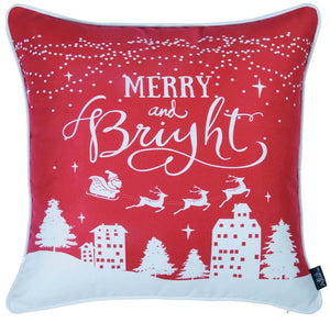 HomeRoots Set of Four 18" Red Zippered Christmas Snowflake Throw Pillows – Cozy Holiday Decor for Home! 402356