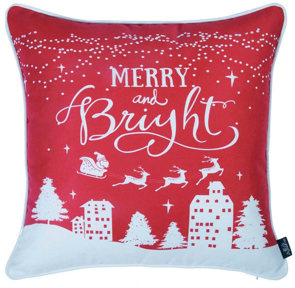 HomeRoots Set of Four 18" Red Zippered Christmas Snowflake Throw Pillows – Cozy Holiday Decor for Home! 402356