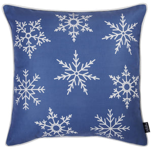 Homeroots Set Of Four 18" X 18" Blue Zippered Polyester Christmas Reindeer Throw Pillow   402357