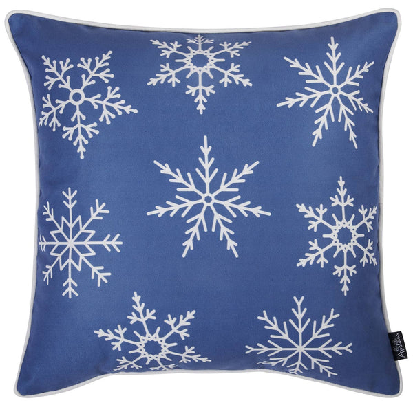 Homeroots Set Of Four 18" X 18" Blue Zippered Polyester Christmas Reindeer Throw Pillow   402357