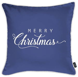 Homeroots Set Of Four 18" X 18" Blue Zippered Polyester Christmas Reindeer Throw Pillow   402357