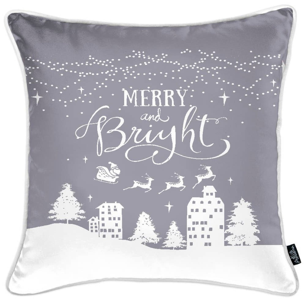 HomeRoots Set of Four Gray and White Snowflake Throw Pillows - Cozy Winter Accents for Any Home Decor 402358