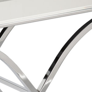 Homeroots 42" Silver Mirrored Glass Cross Leg Console Table   402359