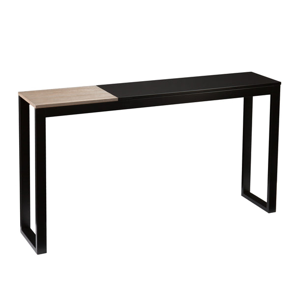 Homeroots 56" Natural And Black And Black Sled Console Table   402360