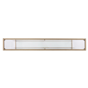 Homeroots 56" Clear And Gold Glass Mirrored Frame Console Table With Shelves   402364
