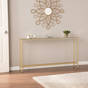 Homeroots 56" Silver And Gold Mirrored Glass Console Table   402366