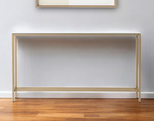 Homeroots 56" Silver And Gold Mirrored Glass Console Table   402366