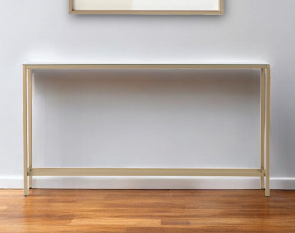 Homeroots 56" Silver And Gold Mirrored Glass Console Table   402366