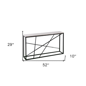 Homeroots 52" White And Black Faux Marble Frame Console Table   402367