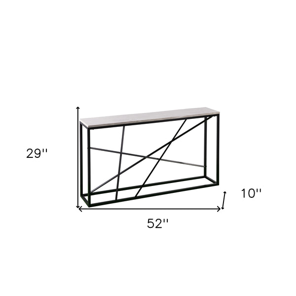 Homeroots 52" White And Black Faux Marble Frame Console Table   402367