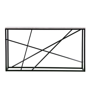 Homeroots 52" White And Black Faux Marble Frame Console Table   402367