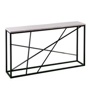 Homeroots 52" White And Black Faux Marble Frame Console Table   402367