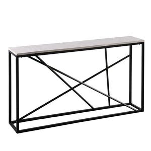 Homeroots 52" White And Black Faux Marble Frame Console Table   402367