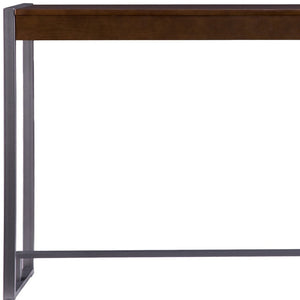 Homeroots 54" Dark Brown And Gunmetal Sled Console Table   402368