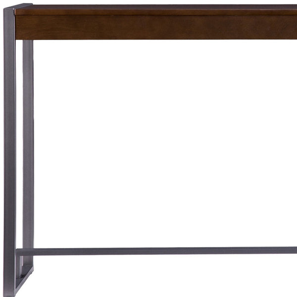 Homeroots 54" Dark Brown And Gunmetal Sled Console Table   402368
