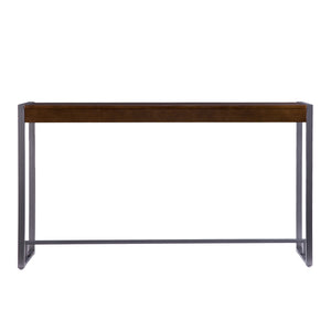 Homeroots 54" Dark Brown And Gunmetal Sled Console Table   402368