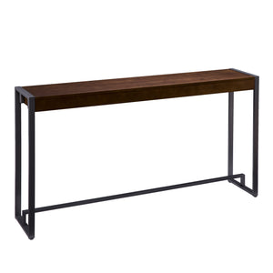 Homeroots 54" Dark Brown And Gunmetal Sled Console Table   402368